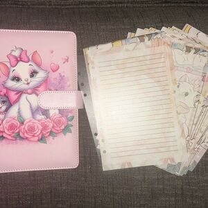 Pink Marie Cat Floral Faux Planner with Decorative Inserts